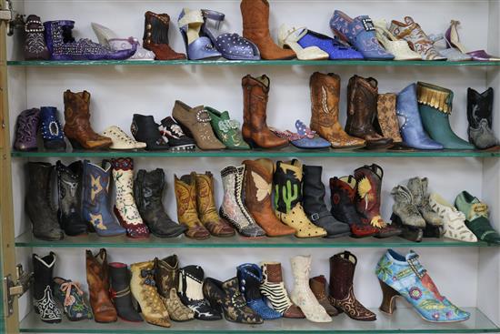 Shoes - two wall cabinets and a large Shoe display stand